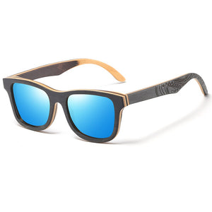 GM Polarized Sunglasses Women Men Layered Skateboard Wooden Frame Square Style Glasses for Ladies Eyewear In Wood Box S5832