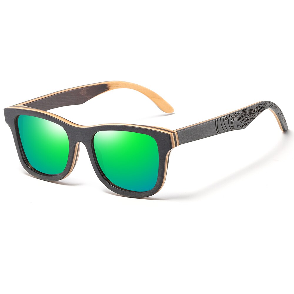 GM Polarized Sunglasses Women Men Layered Skateboard Wooden Frame Square Style Glasses for Ladies Eyewear In Wood Box S5832