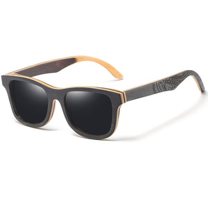 GM Polarized Sunglasses Women Men Layered Skateboard Wooden Frame Square Style Glasses for Ladies Eyewear In Wood Box S5832