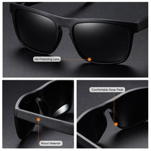 Load image into Gallery viewer, GM Square Vintage Black Frame Sunglasses Bamboo Men Women Wood Sun Glasses Retro Polarized oculos Brand