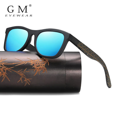 GM Wood Sunglasses Engrave Name Grey Polarized Lens Retro Bamboo Sunglasses  With Gift Box gafas de sol hombre  OEM