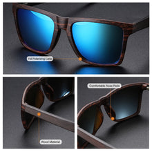 Load image into Gallery viewer, GM Wood Sunglasses Men Women Polarized Rivet Square Sun glasses Brand Designer Real Wood Temple Sunglasses Vintage Glasses