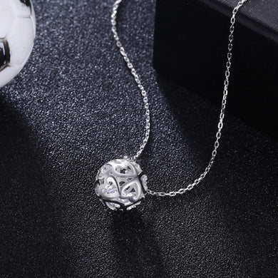 925 Sterling Silver World Cup Football Modeling Hollow Love Silver Necklace for Women Men Jewelry Gift