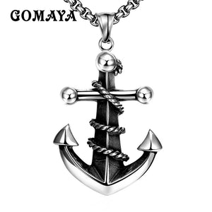 Anchor Retro Vintage Rock Jewelry Silver Color Stainless Steel Punk Co Necklace for Men Boy Daily Jewelry Chain