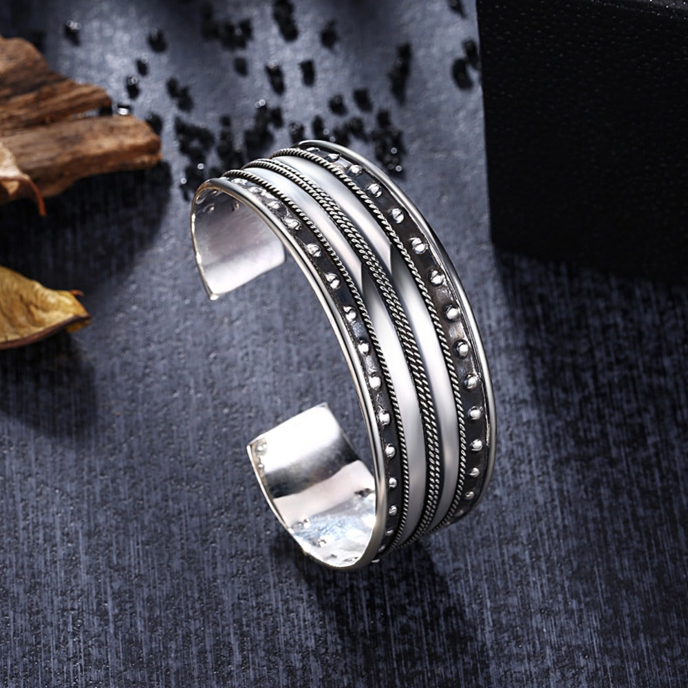 Manual Bracelet 925 Sterling Silver Opening Bangles For Fashion Men And Women Retro Thai Silver Open Ended Bracelets