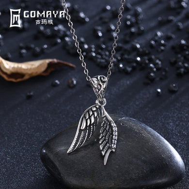 Collana con pendente a doppia foglia di ulivo in argento sterling 925 autentico retrò vintage, regalo di alta gioielleria antica per donne punk 