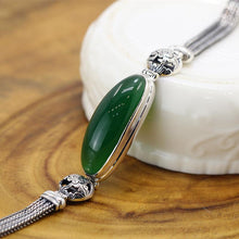Carica l'immagine nel visualizzatore di Gallery, GQTORCH 925 Sterling Silver Elegant Bracelet For Ladies With Natural Gemstone Red Ruby Green Agate Woman Vintage Fine Jewelry