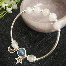 Load image into Gallery viewer, GQTORCH Natural Blue Moonstone Bracelets For Women Real 925 Sterling Silver Jewelry Strawberry Crystal Rose Quartz Hand String