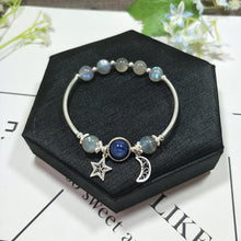 Load image into Gallery viewer, GQTORCH Natural Blue Moonstone Bracelets For Women Real 925 Sterling Silver Jewelry Strawberry Crystal Rose Quartz Hand String
