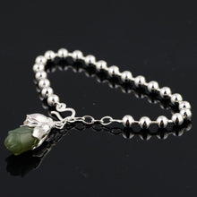 Carica l'immagine nel visualizzatore di Gallery, GQTORCH Reale 925 Sterling Silver Borda I Braccialetti Per Le Donne Con Genuino Giada di Hetian Fascino A Forma di Fiore Bracciale Voor Vrouwen 