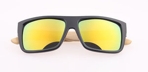GREENBUY oculos de sol feminino Black Frame Yellow Mirror Bamboo Sunglasses Logo Eco Dragon Sunglasses Men Women Brand Designer