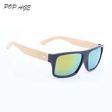 GREENBUY oculos de sol feminino Black Frame Yellow Mirror Bamboo Sunglasses Logo Eco Dragon Sunglasses Men Women Brand Designer