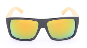 GREENBUY oculos de sol feminino Black Frame Yellow Mirror Bamboo Sunglasses Logo Eco Dragon Sunglasses Men Women Brand Designer