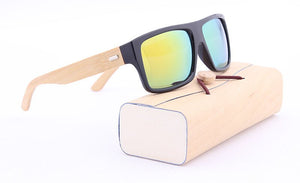GREENBUY oculos de sol feminino Black Frame Yellow Mirror Bamboo Sunglasses Logo Eco Dragon Sunglasses Men Women Brand Designer