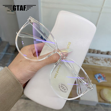 GTAF Men Women Anti-blue Light Glasses Computer Blocking Filter Glasses Round Frame Super Light White Clear Glasses