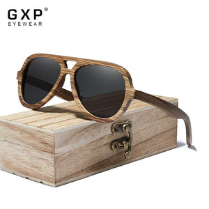 GXP Retro  Natural Wooden Men Polarized Sunglasses UV400 Women Handmade Sun Glasses With Wood Case