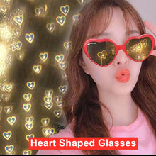 Load image into Gallery viewer, Gafas con forma de corazón para hombre y mujer, lentes con efectos de amor en la noche, luces Corazón, difracción, accesorios Unisex, 1 unidad