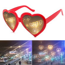Load image into Gallery viewer, Gafas con forma de corazón para hombre y mujer, lentes con efectos de amor en la noche, luces Corazón, difracción, accesorios Unisex, 1 unidad