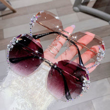 Load image into Gallery viewer, Gafas de sol con diamantes de imitación sin montura para hombre y mujer, lentes de corte Retro con gradiente, UV400, 2023