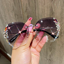 Load image into Gallery viewer, Gafas de sol con diamantes de imitación sin montura para hombre y mujer, lentes de corte Retro con gradiente, UV400, 2023