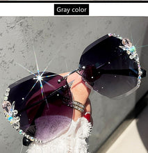 Load image into Gallery viewer, Gafas de sol con diamantes de imitación sin montura para hombre y mujer, lentes de corte Retro con gradiente, UV400, 2023