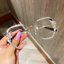 Load image into Gallery viewer, Gafas de sol con diamantes de imitación sin montura para hombre y mujer, lentes de corte Retro con gradiente, UV400, 2023