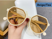 Load image into Gallery viewer, Gafas de sol con montura redonda, lentes de sol con montura redonda personalizada, estilo moderno, combina con todo, tendencia Ins, Color caramelo, con marco grande, 2023