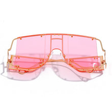 Load image into Gallery viewer, Gafas de sol cuadradas a la moda para mujer y hombre, nuevas grandes, con espejo, marca de lujo, con remache de Metal, tendencia única