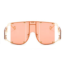 Load image into Gallery viewer, Gafas de sol cuadradas a la moda para mujer y hombre, nuevas grandes, con espejo, marca de lujo, con remache de Metal, tendencia única