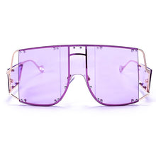 Load image into Gallery viewer, Gafas de sol cuadradas a la moda para mujer y hombre, nuevas grandes, con espejo, marca de lujo, con remache de Metal, tendencia única