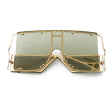 Load image into Gallery viewer, Gafas de sol cuadradas a la moda para mujer y hombre, nuevas grandes, con espejo, marca de lujo, con remache de Metal, tendencia única