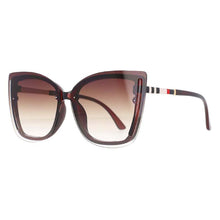 Load image into Gallery viewer, Gafas de sol cuadradas con diseño de ojo de gato para mujer, anteojos de sol femeninos con marco grande, diseño de marca decorativa, patas a rayas, sombra UV400, 53307