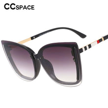 Load image into Gallery viewer, Gafas de sol cuadradas con diseño de ojo de gato para mujer, anteojos de sol femeninos con marco grande, diseño de marca decorativa, patas a rayas, sombra UV400, 53307