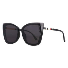 Load image into Gallery viewer, Gafas de sol cuadradas con diseño de ojo de gato para mujer, anteojos de sol femeninos con marco grande, diseño de marca decorativa, patas a rayas, sombra UV400, 53307