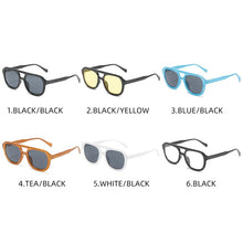Load image into Gallery viewer, Gafas de sol cuadradas con doble puente para mujer, anteojos de sol femeninos de estilo veraniego, con marco grande, color amarillo, con borde grueso, de plástico