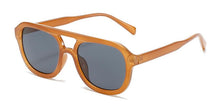 Load image into Gallery viewer, Gafas de sol cuadradas con doble puente para mujer, anteojos de sol femeninos de estilo veraniego, con marco grande, color amarillo, con borde grueso, de plástico