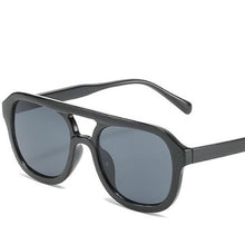 Load image into Gallery viewer, Gafas de sol cuadradas con doble puente para mujer, anteojos de sol femeninos de estilo veraniego, con marco grande, color amarillo, con borde grueso, de plástico