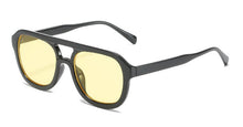 Load image into Gallery viewer, Gafas de sol cuadradas con doble puente para mujer, anteojos de sol femeninos de estilo veraniego, con marco grande, color amarillo, con borde grueso, de plástico