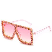 Load image into Gallery viewer, Gafas de sol cuadradas de gran tamaño para mujer, lentes de sol de diamante de colores con marco grande, de lujo, de cristal, gafas de diamantes falsos, UV400, 2023