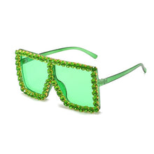 Load image into Gallery viewer, Gafas de sol cuadradas de gran tamaño para mujer, lentes de sol de diamante de colores con marco grande, de lujo, de cristal, gafas de diamantes falsos, UV400, 2023