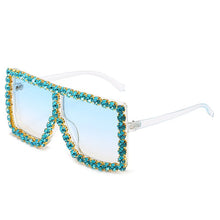 Load image into Gallery viewer, Gafas de sol cuadradas de gran tamaño para mujer, lentes de sol de diamante de colores con marco grande, de lujo, de cristal, gafas de diamantes falsos, UV400, 2023