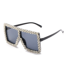 Load image into Gallery viewer, Gafas de sol cuadradas de gran tamaño para mujer, lentes de sol de diamante de colores con marco grande, de lujo, de cristal, gafas de diamantes falsos, UV400, 2023