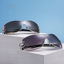 Load image into Gallery viewer, Gafas de sol de diamante a la moda para mujer, anteojos de sol de Metal con montura grande