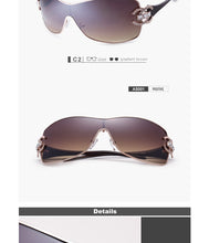 Load image into Gallery viewer, Gafas de sol de diamante a la moda para mujer, anteojos de sol de Metal con montura grande