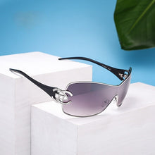 Load image into Gallery viewer, Gafas de sol de diamante a la moda para mujer, anteojos de sol de Metal con montura grande