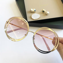 Load image into Gallery viewer, Gafas de sol de moda para mujer, anteojos de sol femeninos de gran tamaño, de lujo, diseño famoso, con degradado, cara delgada, Gafas de color rosa, UV400