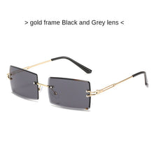 Load image into Gallery viewer, Gafas de sol estéticas para hombre y mujer, lentes de sol sin marco con gradiente, rectangulares de corte, pequeñas, cuadradas, estilo Y2K, 2000S