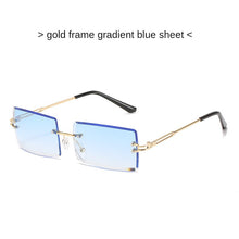 Load image into Gallery viewer, Gafas de sol estéticas para hombre y mujer, lentes de sol sin marco con gradiente, rectangulares de corte, pequeñas, cuadradas, estilo Y2K, 2000S