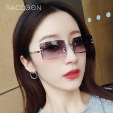 Load image into Gallery viewer, Gafas de sol estéticas para hombre y mujer, lentes de sol sin marco con gradiente, rectangulares de corte, pequeñas, cuadradas, estilo Y2K, 2000S
