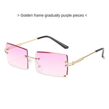 Load image into Gallery viewer, Gafas de sol estéticas para hombre y mujer, lentes de sol sin marco con gradiente, rectangulares de corte, pequeñas, cuadradas, estilo Y2K, 2000S